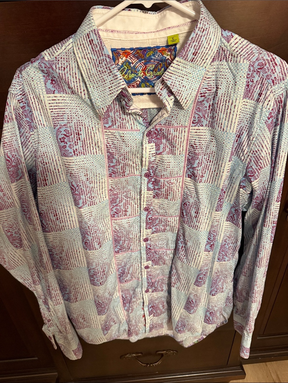 Robert Graham Light Blue & Mauve Patterned Button-Down Shirt